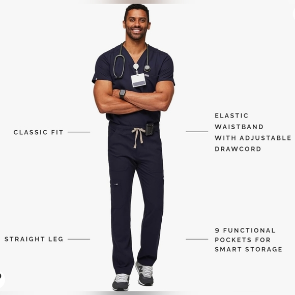 FIGS Cairo Cargo Scrub Pants for Men - Navy Blue, Short 2XL - Picture 6 of 12